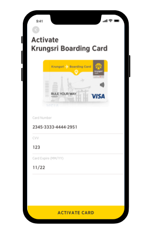 Fill in card details and click “Activate card”