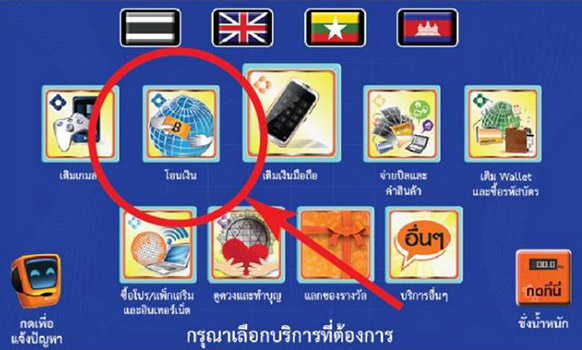 1. กดที่ไอคอน "โอนเงิน"
