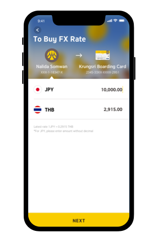 Specify amount to buy in Thai baht or foreign currency