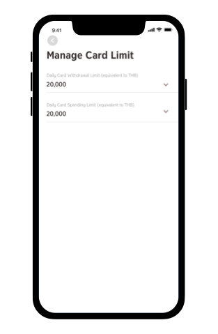 Change limit of the card