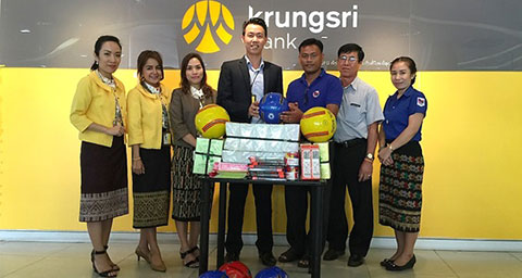 Krungsri Lao branches donates school supply and sport equipment for school in rural area